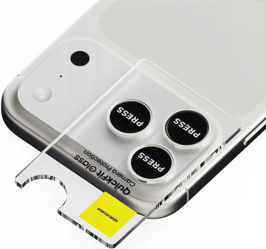 Spacecase Quickfit Протектор за камера Закалено стъкло Сребрист за iPhone 17 Pro, iPhone 17 Pro Max