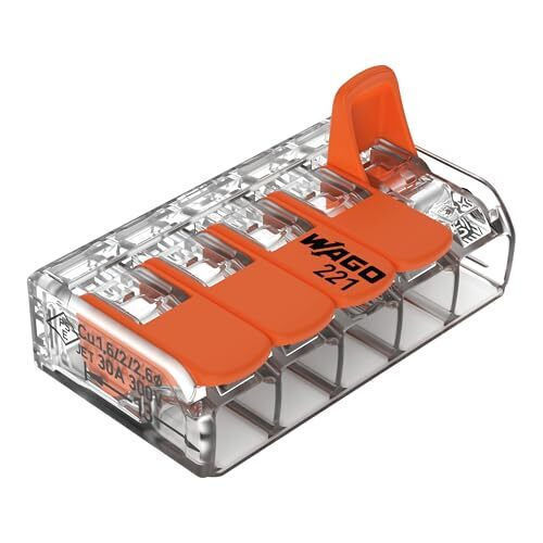Wago Connection Terminals 221-415 5-pole Up To 4 Mm² Compact Cable Connector Lever All Conductor Types Worldwide Confirmed Application Safety 8 Pieces