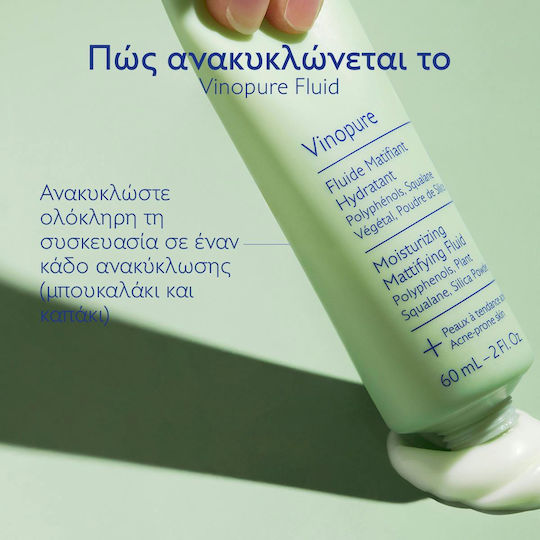 Caudalie Vinopure Cremă de Față Fluidă Hidratantă și Reglatoare 24h Împotriva Imperfecțiunilor 40ml