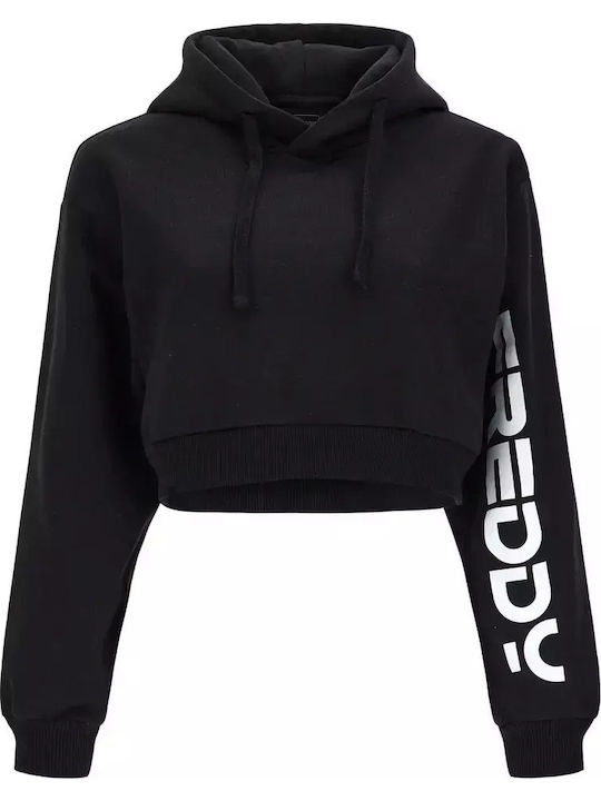 Cropped Women's Sweatshirt Hooded Black