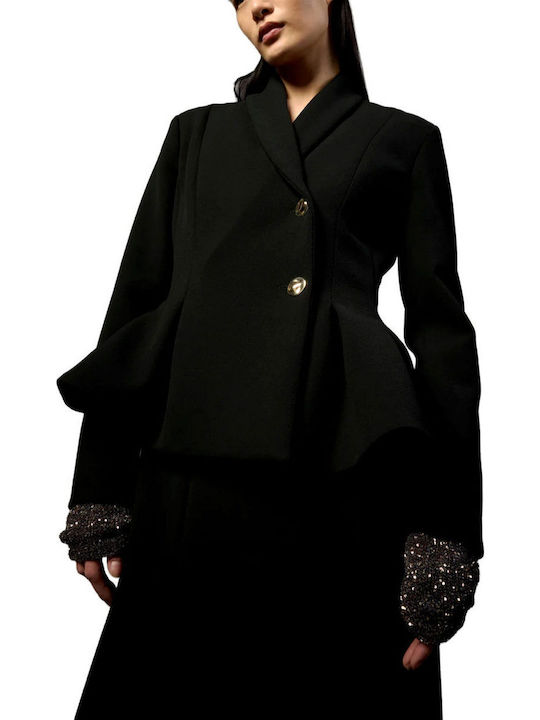 Liviana Conti Damen Krepp Gekreuzt Blazer Black