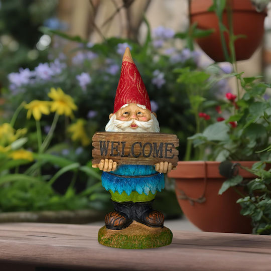 Relaxdays Relaxdays Garden Gnome Welcome Weatherproof Artificial Stone Garden Front Door & Flower Bed Classic Design Garden Figure Colorful