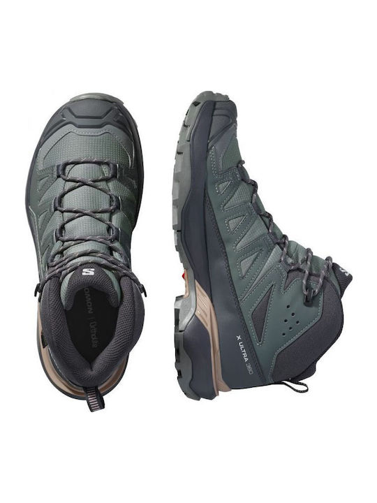 Salomon X Ultra 360 Mid Gtx Women's Waterproof Hiking Boots with Gore-Tex Membrane Green