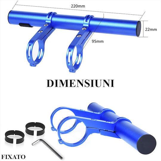 Extensie Ghidon Bicicletă Trotinetă Electrică Suport Telefon Trotinetă Pedometrul Claxon 20 Cm Include Bandă De Cauciuc Antizgârieturi Ghidon Fixato Albastru