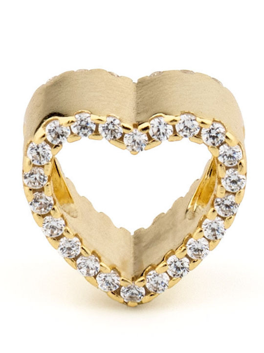 George Art Jewels Herz Charm aus Vergoldetem Silber mit Zirkon