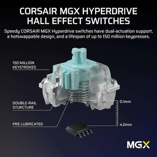 Corsair Vanguard Pro 96 Hall Effect Gaming Keyboard 96% with Corsair MGX switches and RGB lighting (English US)