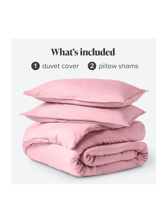 My Home Luxury Duvet Cover Set Queen with 2 Pillowcases 220x240 Pink