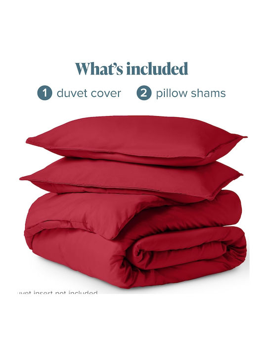 My Home Luxury Duvet Cover Set Queen with 2 Pillowcases 220x240 Red