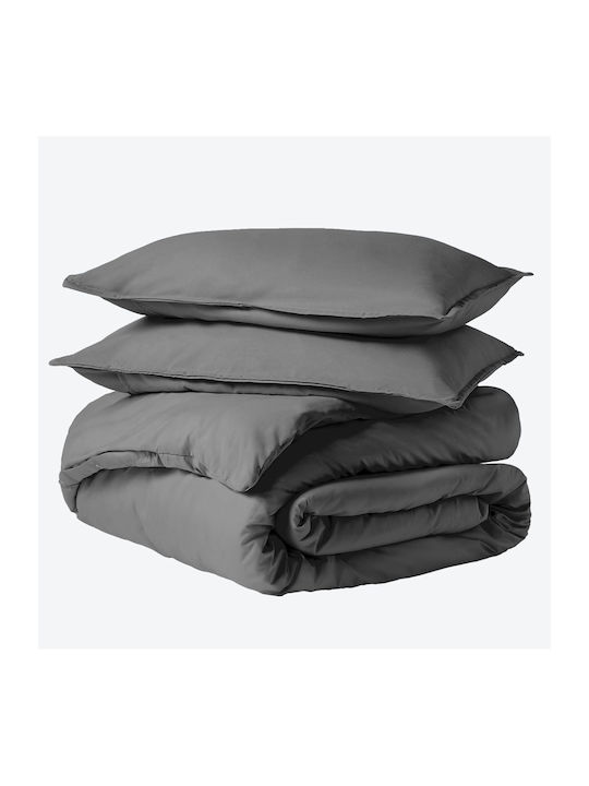 My Home Luxury Duvet Cover Set Single with Pillowcase 160x240 Dark Light Grey