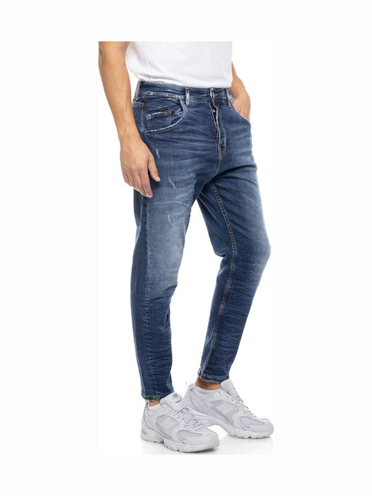 Monaco Pantaloni Jeans pentru Bărbați Cropped Elastic Blue