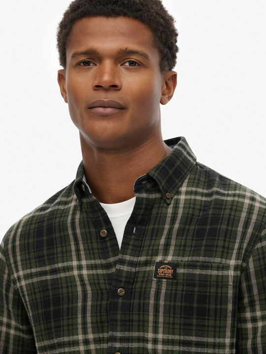 Lumberjack Long Sleeve Cotton Shirt in Regular Fit Checked Green