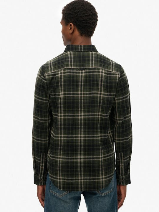 Lumberjack Long Sleeve Cotton Shirt in Regular Fit Checked Green