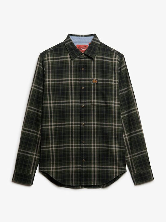 Lumberjack Long Sleeve Cotton Shirt in Regular Fit Checked Green