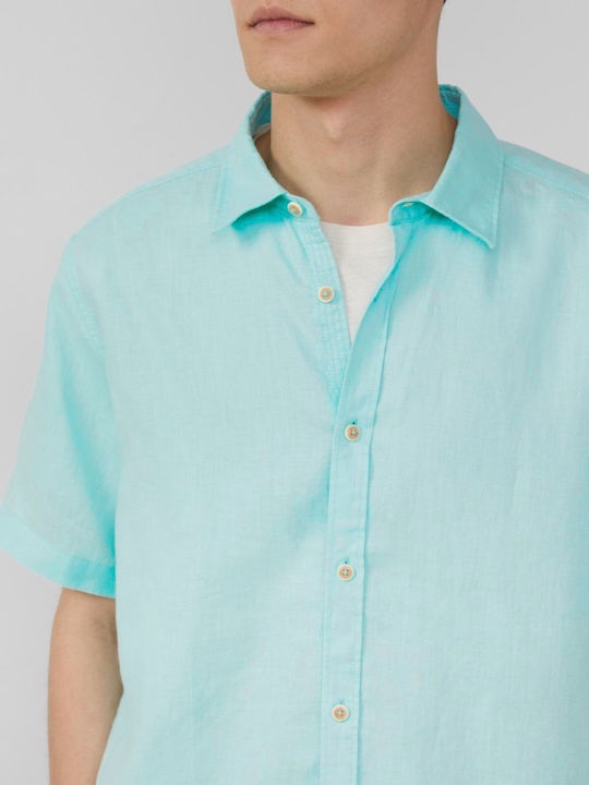 Kurzärmlig Leinen Hemd Light Blue