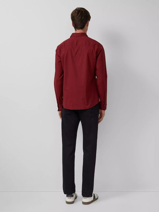 Μακρυμάνικo Πουκάμισο σε Στενή Γραμμή Dark Red