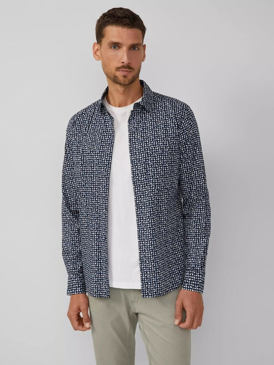 Cu mânecă lungă Bumbac Cămașă în Linie ingusta Cu buline Dark Navy