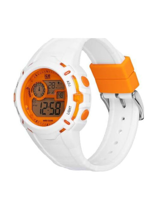 Ice Digital Women's Watch with White Rubber Strap