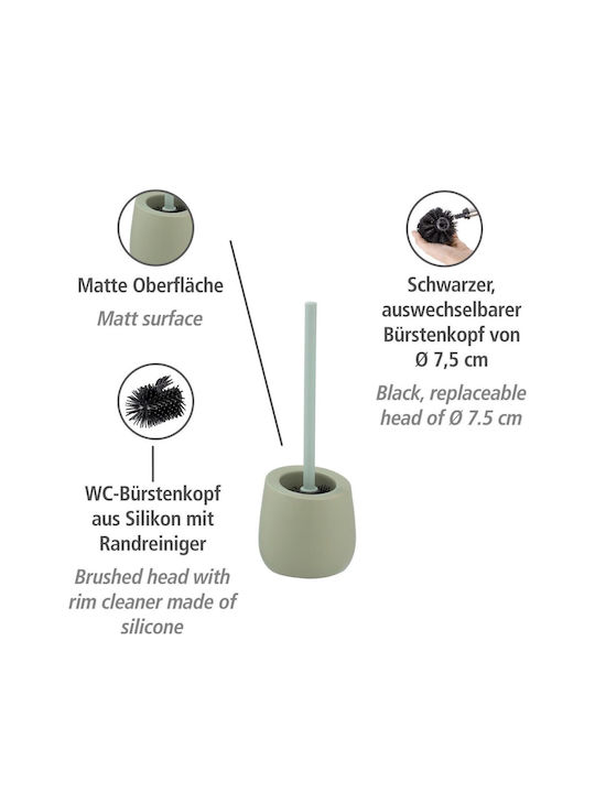 Wenko Ceramic Toilet Brush and Basket Set Green