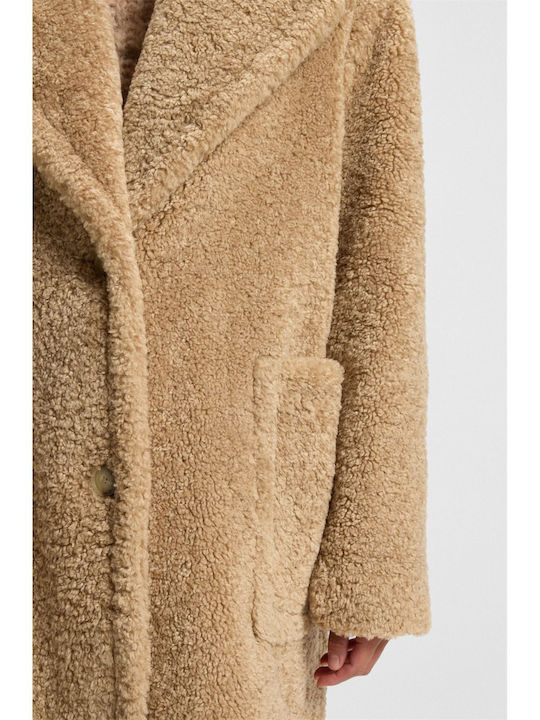 Women's Beige Coat Teddy