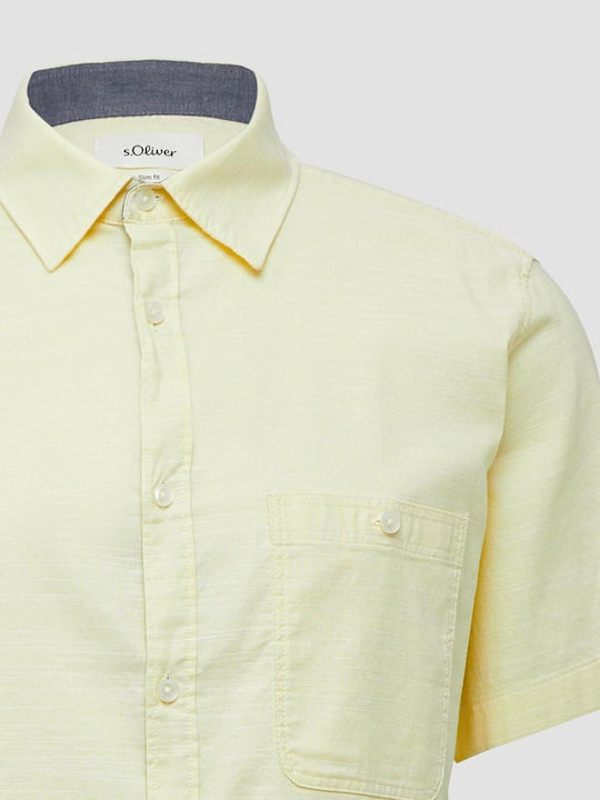 Κοντομάνικο Πουκάμισο σε Στενή Γραμμή Light Yellow