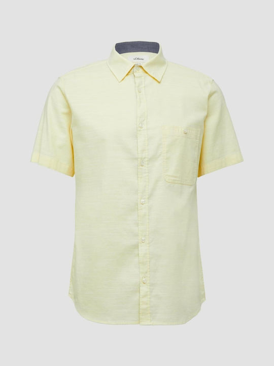 Κοντομάνικο Πουκάμισο σε Στενή Γραμμή Light Yellow