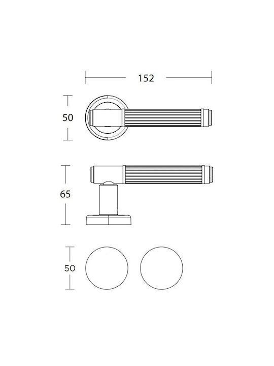 Convex Middle Door Lever Rosette 1925 Pair With Mouthpiece Matt Nickel Chrome