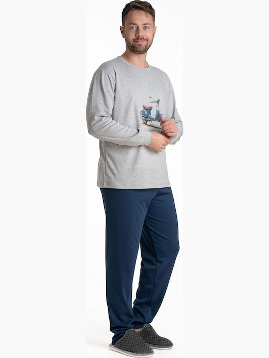 Relax Anatomic Χειμερινή Ανδρική Πιτζάμα Βαμβακερή Γκρι