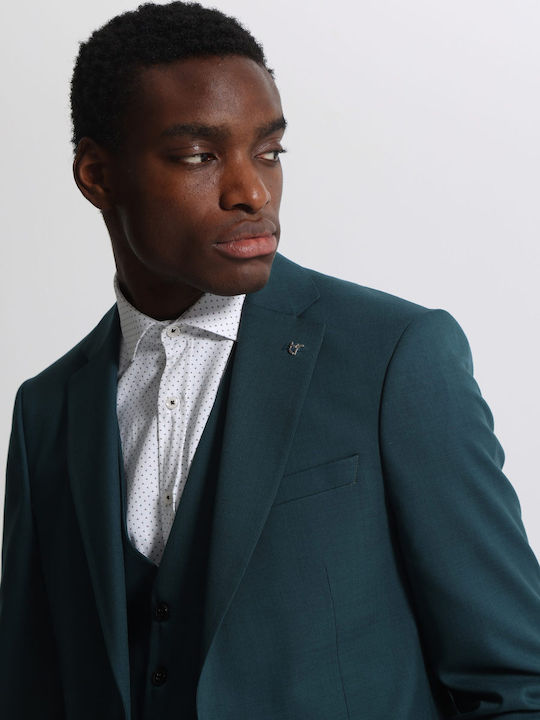 Men's Suit with Vest Green