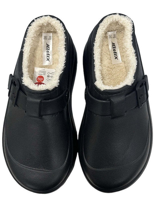Winter Damen Hausschuhe mit Fell Schwarze