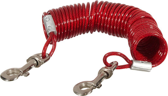 Trixie Λουρί/Οδηγός Σκύλου Spiral Cable Συρματόσχοινο Κήπου Σπιράλ σε Κόκκινο χρώμα 5m έως 50kg