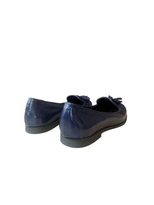 Lederne Damen Ballerinas in Blau Farbe