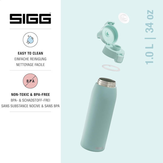 Sigg Kids Water Bottle Stainless Steel Non Spill Turquoise 1000ml
