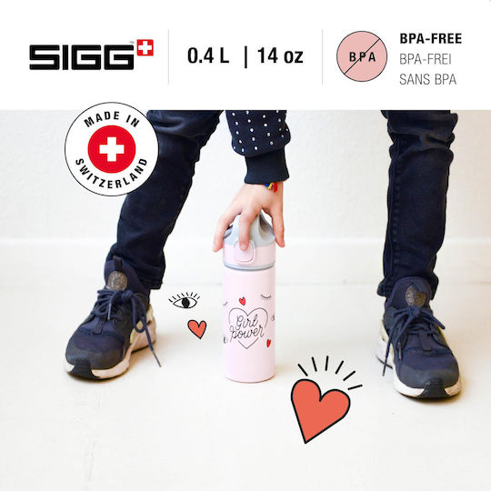 Sigg Girl Power Miracle Kids Aluminium Water Bottle Set with Straw 400ml