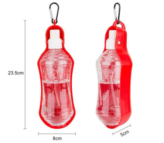 Hundeherrscher Reisewasserflasche für Hunde 500ml 23,5cm x 8cm x 5cm Rot