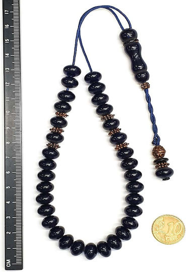Roloi Komboloi Resin Worry Beads with 33 Beads Blue 32cm