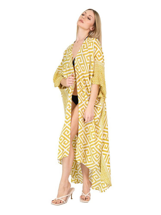 Aquablue Women's Maxi Kimono Beachwear Gold
