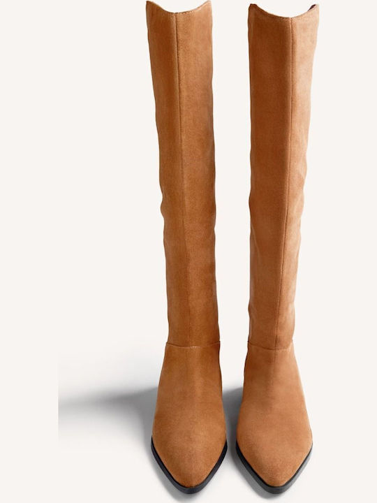 Leder Damenstiefel Tabac Braun