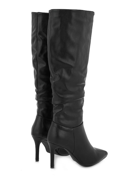 Synthetic Leather High Heel Women's Boots Black