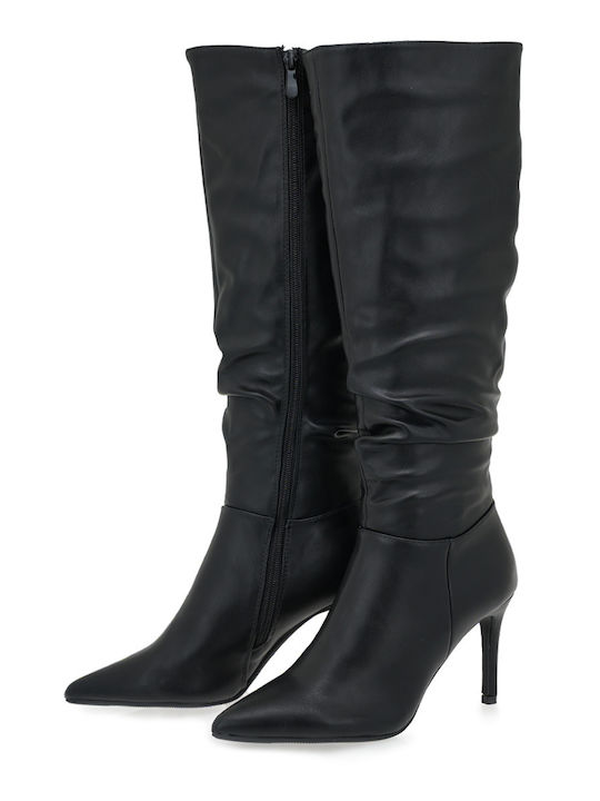 Synthetic Leather High Heel Women's Boots Black