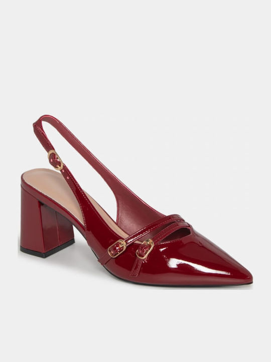 Pumps mit Riemchen Burgundisch