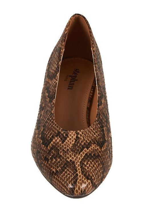 Synthetic Leather Burgundy Low Heels Animal Print