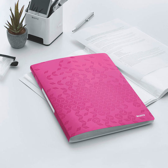 Leitz Clipboard Flexible with 40 plastic sleeves Slides for Paper A4 Pink 1pcs