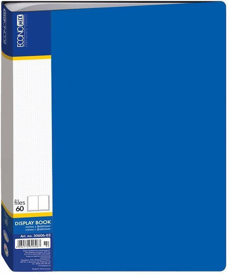 Clipboard Flexible with 60 plastic sleeves Slides for Paper A4 Blue 1pcs