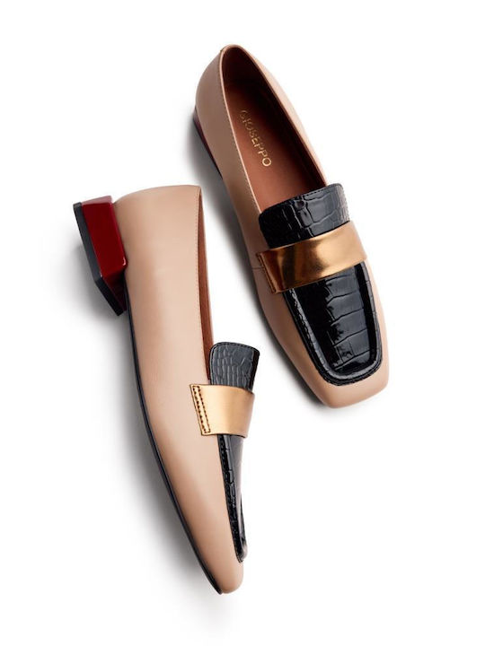 Leder Damen Loafers in Beige Farbe