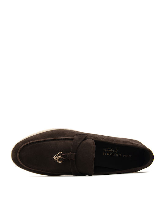 Leder Damen Mokassins in Braun Farbe