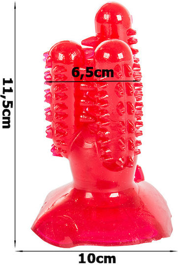 Dog Toothbrush Chew Cactus Shape Synthetic Rubber 6.5cm Red