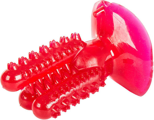 Dog Toothbrush Chew Cactus Shape Synthetic Rubber 6.5cm Red