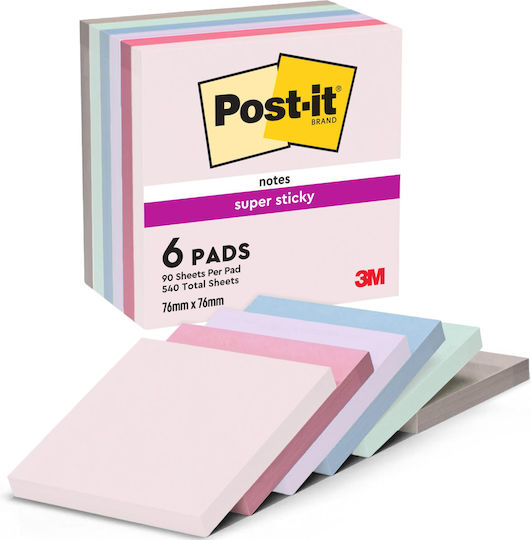 3M Note Pads in Cube 90 Sheets 7.6x7.6cm Set of 6pcs Post-it