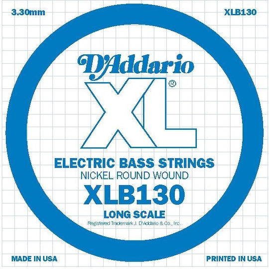 Daddario Single Nickel Wound String for Bass XL Nickel Wound Bass Long Scale .130"