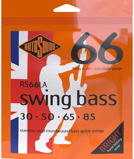 Rotosound RS66LA Swing Басови Струни Набор Стоманени Басови 30 - 85